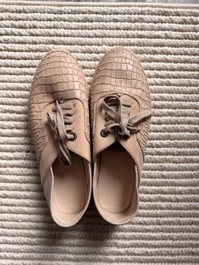 Jimmy Choo Nude Croc-Embossed Lace-Up Boots